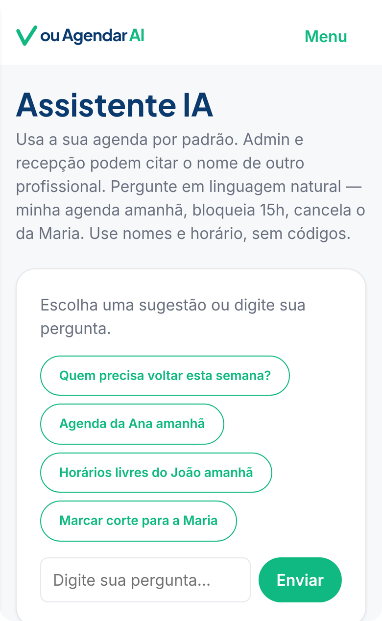 Assistente de IA no painel