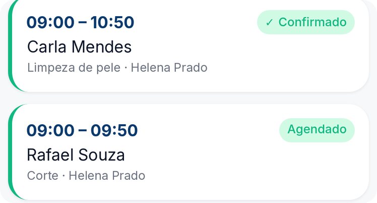 Cartões de agendamento confirmado